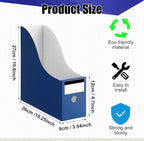 Thenshop 24 Pcs Cardboard Magazine File Holders Magazine Book Bin Box with Label Sticker Paper Organizer Storage Folder for Desk Shelves School Classroom Office Supplies (Classic,Navy Blue)