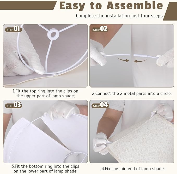 Large Beige Lamp Shades Set of 2, 6" Top x 16" Bottom x 10.8" High,Empire Fabric Lampshade for Table Lamps and Floor Lamps,Replacement Light Shade Cover, Linen Lamp Shades with Spider Fitter and Harp