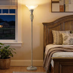 70" Torchiere Floor Lamps with NightLight - Victorian Style Vintage Floor Lamp for Living Room, Bedroom, Office - Retro Floor Lamps with Rotary Switch & Etched Glass Shade, Home Decor, Bulb Included