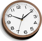 AKCISOT Wall Clock, Modern Small Wall Clocks Battery Operated 8 Inch, Silent Non-Ticking Analog Classic for Office, Home, Bathroom, Kitchen, Bedroom, School(Walnut Grain)