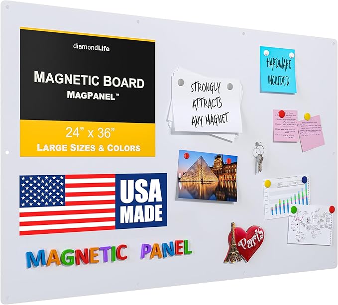 24"x36" - Magnetic Board - Memo & Vision Board for Home, Office, and Classroom - Magnet Board for Kids - Pre-drilled Mounting Screws Included