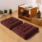 Floor Pillows Set Square Chair Cushion Pad Tufted Seat Cushions for Living Room Balconies Office Wine Red 22x22 Inch
