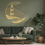 SIGNLEADER Metal Wall Art Decor Lighthouse Minimalist Modern Abstract Wall Sculpture Hangings Home Decoration for Living Room, Bedroom, Bathroom, Kitchen, Outdoor - 18" Gold