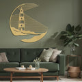 SIGNLEADER Metal Wall Art Decor Lighthouse Minimalist Modern Abstract Wall Sculpture Hangings Home Decoration for Living Room, Bedroom, Bathroom, Kitchen, Outdoor - 36" Gold