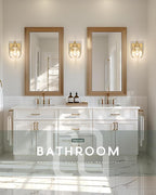 Wall Sconces Set of 2, 1-Light Brushed Gold Sconces Wall Lighting with Globe Clear Glass Shade, Modern Bathroom Vanity Light Fixtures for Mirror Bedroom Living Room, VL195-BG-CL-1-2PK