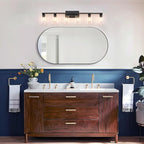 6-Light Bathroom Vanity Light Black Vanity Lights for Bathroom Light Fixtures Matte Black 6 Light Fixtures with Clear Glass Shades for Bath Over Mirror