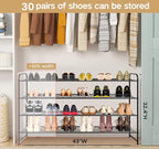 KEETDY 4-Tier Long Shoe Rack for Closet Metal Shoe Organizer for Entryway, Wide Stackable Shoe Storage Shelf with Sturdy Wire Grid for Closet Floor, Bedroom, Black