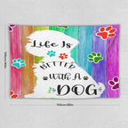 VUMIVI Cute Dog Tapestry Rainbow Color Planks Rustic Farmhouse Home Decor Pet Paws Tapestry Wall Hanging for Living Room Bedroom Dorm Classroom Aesthetic Decor W60xL40in