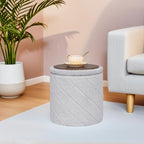 13" Foldable Boucle Round Storage Ottoman,Space-Saving Footrest/Seating/Coffee Table for Small Apartments,Dorms & Bedrooms-Grey