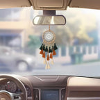 Artilady Small Dream Catcher for Cars - Bohemian Mini Dream Catchers for Cars Rear View Mirror Hanging Decoration (Green Brown)