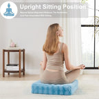 2 Pcs High Density Foam Floor Pillow - Upgraded Large Pillows Seating for Adults - Outdoor Floor Cushion with Soft Tufted Cover - Yoga Pillows for Sitting On Floor - 22 Inch Sky Blue