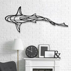GDSPD 43 x 18'' Large Metal Shark Wall Decor, Minimalist Line Wall Decor,Metal Wall Art Shark Decor,Fish Neutral Home Decor,Wall Decorations for Living Room Bedroom Bathroom Office