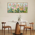 CHDITB Floral Framed Canvas Wall Art, 20"X40" Watercolor Nature Wildflower Plant Textured Painting, Modern Flower Wall Decor, Large Floral Artwork for Kitchen, Bedroom, Office Living Room Wall Decor