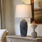 25“ Jar Table Lamps Set of 2, Ceramic Bedside Lamps for Bedroom, Black Farmhouse Nightstand Lamps for Living Room