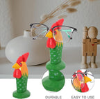 TIDTALEO Wooden Glasses Holder Eyeglasses Organizer Sunglasses Display Rack Hand Carved Rooster Animal Decor for Desk Home Office Storage