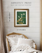 ARPEOTCY Vintage Gold Framed Wall Art Decor, 13x16 Inch Elegant Crane and Golden Stream Canvas Print, Oriental Bird Painting for Living Room Bedroom Office