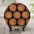 Ceramic Plates, Wine Decorative Ceramic Plates, Wall of Wooden Barrels, 10 Inch, for Dining, Parties, Wedding, Multicolor