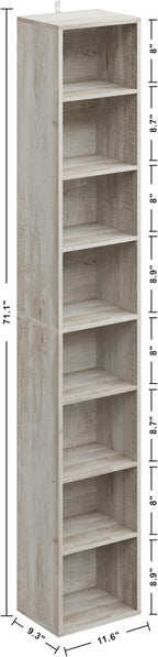 IRONCK Tall Narrow Bookshelf 8 Tiers, Compact Corner Bookcase, Easy to Match for Living Room, Office, Study, Bedroom