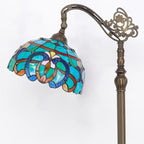 Tiffany Floor Lamp Stained Glass Lamp 18.88X12X67 Inch Angle Adjustable Arched Gooseneck Antique Reading Light (Green Brown Jewelry Baroque)