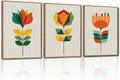 CHDITB Abstract Floral Framed Canvas Wall Art, Large Aesthetics Geometry Flowers Wall Decor, Neutral Geometric Lines Wall Painting, Modern Floral Art Prints for Living Room Bedroom Office 16"x24"x3