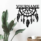 Personalized Dream Catcher Metal Wall Art - Custom Name Iron Sign for Home Decor, 8-30 Inch Black (Style C)