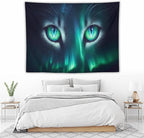 VUMIVI Cat Eye Galaxy Tapestry Mystical Northern Lights Starry Sky Abstract Aurora Art Magical Fantasy Decor Tapestry Wall Hanging for Living Room Bedroom Dorm Classroom Aesthetic Decor W80xL60in