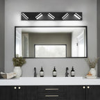 Modern LED Bathroom Lights Fixtures(5-Light),Metal Black Acrylic Wall Lighting,Vanity Lights for Bathroom Over Mirror(6000k 34in)