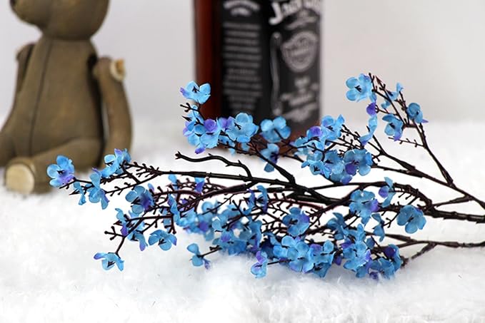 JAKY-Global 9pcs Babys Breath Artificial Flowers Gypsophila Bouquet Bulk Fake Spring Silk Small Flowers Real Touch Faux Floral for Home Bedroom Kitchen Garden Wedding Christmas Party DIY Decor (Blue)