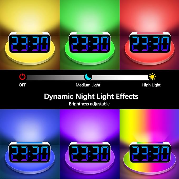 Loud Alarm Clocks for Bedrooms Heavy Sleepers, Digital Bedside Clock with Night Light, Large Display, Dual Alarm, Snooze, Dimmable for Kids Teens Boys Girls