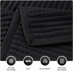 KASENTEX Oversized Queen Quilt Set 102"x106" – Soft Washed 3-Layer Lightweight Bedspread, Minimalist Nordic Design, All-Season Spring & Summer Quilt Set (1 Quilt + 2 Pillow Shams), Jet Black