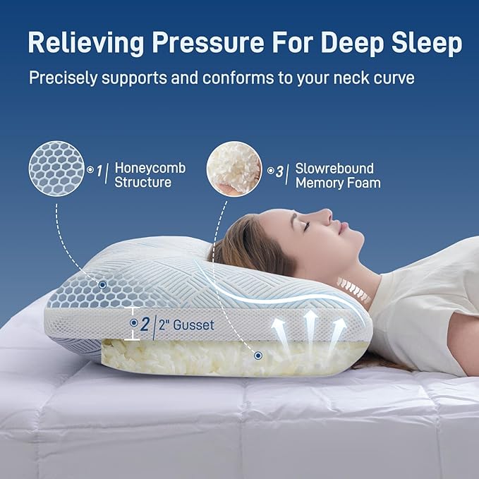 Shredded Memory Foam Cooling Soft Bamboo Viscose Pillows King Set of 2, Adjustable Hypoallergenic Hotel Quality Bed Pillows for Side, Stomach or Back Sleeper, Oeko-TEX Certified