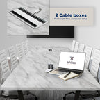 Sturdy Conference Table with Cable Management Grommets Modern Rectangle Office Meeting Table with Wood Tabletop and Metal Frame & Legs- Easy Assembly Boardroom Table (White Marble, 10 Foot)
