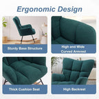 Nursery Rocking Chair, Boho Accent Ottoman, Teddy Upholstered Glider Rocker Accent Chair with High Backrest for Living Room, Small Spaces, Bedroom, Green