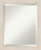Amanti Art White Wall Mirror 23x19 Hardwood White Wash Narrow Rectangle Bathroom Mirror for Wall Decor Living Room, Small Country Rustic Wood Frame, Hangs Horizonally and Vertically, Bathroom Decor,