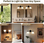 ANDY STAR Bathroom Lighting Fixtures Over Mirror, 2-Light Matte Black Vanity Light with Frosted Glass, Anti-Rust Metal Framed Bathroom Wall Lamp Sconces for Mirror Bedroom, Living Room Hallway