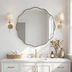 ANDY STAR Brushed Gold Round Wall Mirror 36 Inch, Brass Round Bathroom Mirrors for Over Sink, Anti-Rust Brass Circle Frame for Bathroom, Entryway
