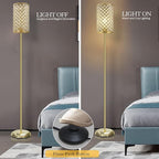 GyroVu Gold Floor Lamp,Elegant Crystal Floor Lamp Modern Standing Lamp with On/Off Foot Switch,Tall Pole Accent Lighting for Living Room, Girl Bedroom, Dresser, Office
