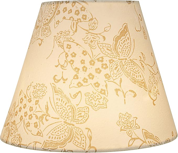 Aspen Creative 58903A, Empire Uno Lamp Shade in Cream with Butterfly Pattern, 5" Top x 9" Bottom x 7" Slant Height, Slip UNO 33mm