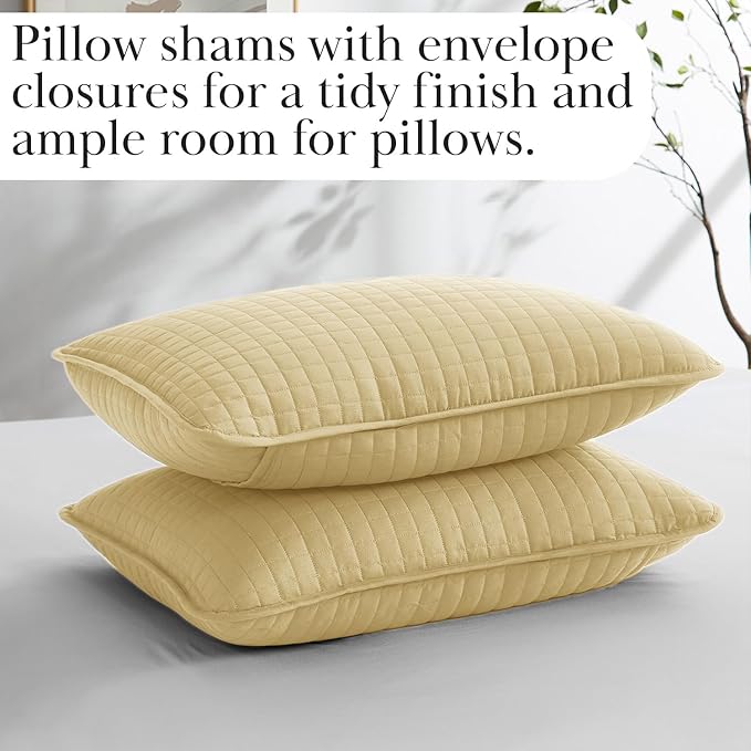 Southshore Fine Living, Inc. Twin Quilt Bedding Set, Soft Brushed Microfiber Coverlet, Stain & Pet Hair Resistant Bedding, Twin/Twin XL Quilt Bedspread Set with Matching Pillow Sham, Gold