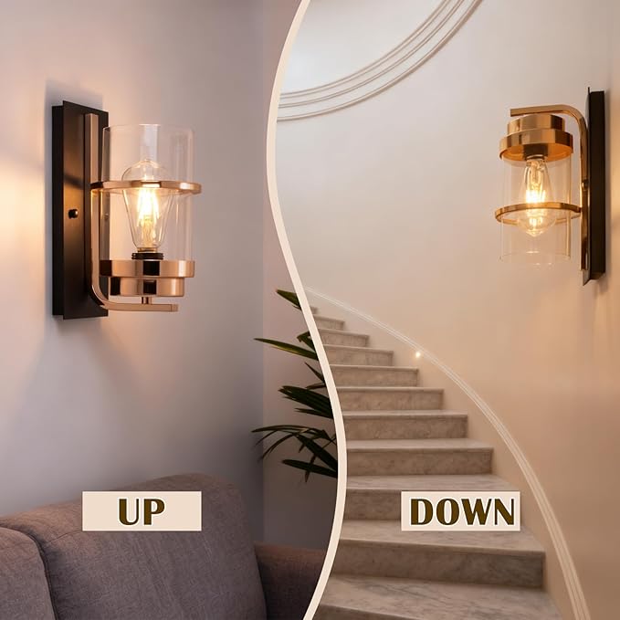 Rose Gold Wall Sconce,Modern Sconce Wall Lighting,Gold Wall Light Hardwired,Wall Sconce for Livingroom,Bathroom(No Bulbs)