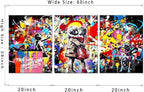 Novatique Banksy Canvas Wall Art Street Graffiti Wall Art Abstract Painting for Teenager Graffiti Art Pictures Decor for Living Room Bedroom,20" x 28" x 3Pcs
