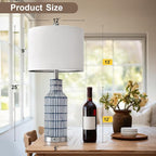 25" Modern 3-Way Dimmable Touch Control with USB A+C Ceramic Lamps Set of 2 Table Lamp for Living Room Bedroom Farmhouse Nightstand Bedside Blue