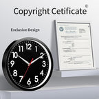 AKCISOT Wall Clock 8 Inch Silent Non-Ticking Modern Clocks Battery Operated - Analog Small Classic for Office, Home, Bathroom, Kitchen, Bedroom, School(Black)