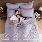 HEVUMYI Purple Twin-XL Comforter Set - 5-Piece All Season Bed in a Bag Twin-XL, Ultra Soft Bedding Set with Comforter, Flat Sheet, Fitted Sheet, Pillowcases, Pillow Shams, Lavender Purple