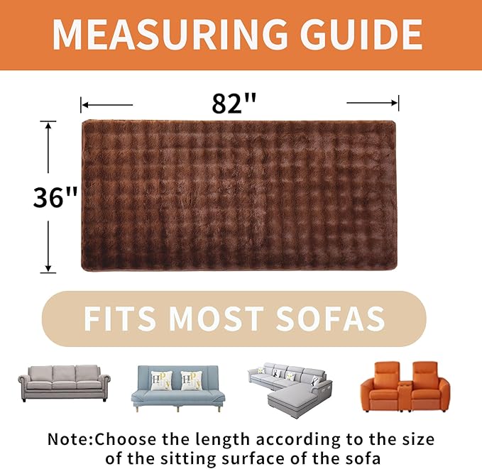 Waterproof Dog Bed Cover Non Slip Couch Covers for Dogs Washable Soft Faux Fur Sofa Cover Couch Covers for 3 Cushion Couch Sofa Pet Friendly (Brown)