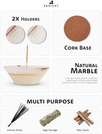 Radicaln Marble Incense Holder for Stick 5.5" Inches Handmade White Onyx Marbles Ashtray for Home Décor, Ideal Palo Santo Holder & Incense Holder Marble for Living Room