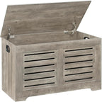 DINZI LVJ Storage Chest, Flip-Top Wooden Toy Box with 2 Safety Hinges, Entryway Shoe Storage Bench, Good Ventilation, Storage Trunk for Living Room, Bedroom, Easy Assembly, Gray Wash