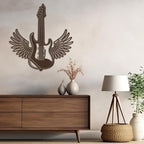 SIGNLEADER Metal Wall Art Decor - Electric Guitar with Wing Minimalist Modern Abstract Wall Sculpture Hanging Home Decoration for Living Room, Bedroom, Bathroom, Kitchen, Studio, Outdoor - 36" Bronze
