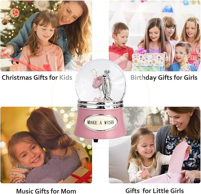 Ballerina Snow Globe, Christmas Music Box Snowglobes, Rotating Ballet Dance Gifts for Girls, 100MM Water Globe Musical Boxes, Plays Melody Fur Elise