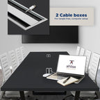 Sturdy Conference Table with Cable Management Grommets Modern Rectangle Office Meeting Table with Wood Tabletop and Metal Frame & Legs- Easy Assembly Boardroom Table (Black, 8 Foot)